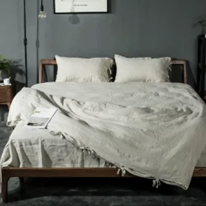 Customizable 300tc Woven Modern Duvet Cover Button Closure Solid Color French Washed Sheet Breathable Eco friendly 100% Linen