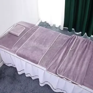 Customizable 5 Piece Ultra Fine Fiber Beauty Spa Bath Set Logo Towel Wrap Bed Skirt Headbands for Salons