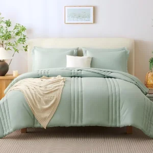 Customizable 7 Piece Solid Polyester Microfiber Eco Friendly Comforter Set Flat Bed Sheet Breathable All Season Modern Design