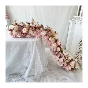 Customizable Artificial Silk Flower Table Runner Decoration Wedding Arch Flower Row for Christmas Occasions
