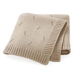 Customizable Baby Blanket Knitted Acrylic Portable Throw Solid Color Baby Sleeping Blanket