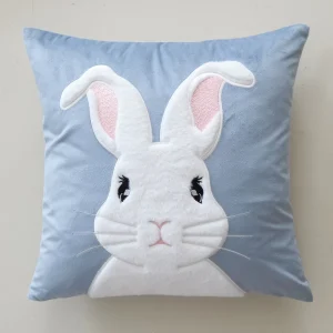 Customizable Cartoon Animal Embroidery Printed Velvet Throw Pillow Cover with Removable Washable Design for Home