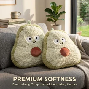 Customizable Cute Avocado Plush Pillow Soft Stuffed Fruit Toy Kawaii Throw Cushion Washable for Home Decoration Kids