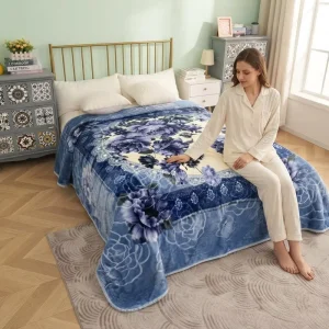 Customizable Eco Friendly 2 Ply Silky Soft Fleece Printed Vintage Floral Patterns Heavy Raschel Blanket
