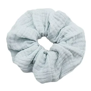 Customizable Eco Friendly Fashion Cotton Gauze Scrunchies for Women Summer Big Hair Scrunchie Ties for Girls With Custom Logo