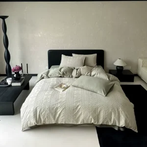 Customizable Factory Price High Thread Count Refreshing Jacquard Bedding Set Pure Cotton Geometric Pattern Four piece Set