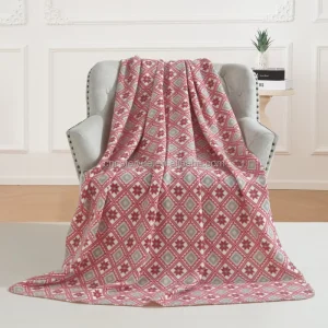 Customizable Flannel Recycled Polyester Plush Woven Raschel Blanket Solid Pattern for Adults and Kids Use for Airplane