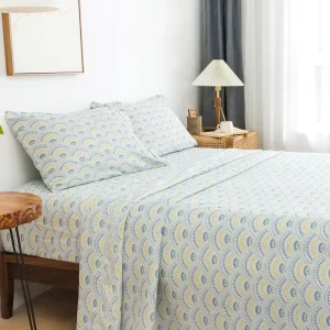 Customizable Floral Print 4Pcs Bedding Set Soft Wrinkle-resistant Flat Sheet 100% Egyptian Cotton Fitted Sheet Pillowcase