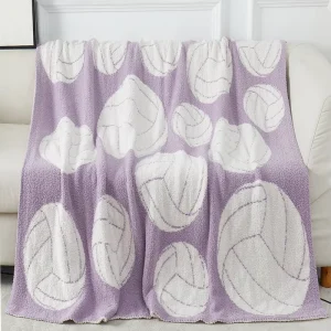 Customizable Half Sided Plush Jacquard Cartoon Pattern Volleyball Yarn Throw Wearable Blanket 100% Polyester Eco friendly