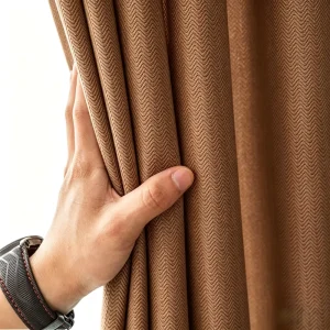 Customizable Herringbone Woven Blackout Curtain Fabric Thermal Insulation Window Curtain for Home Hotel Project