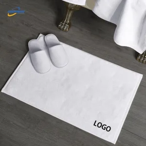 Customizable High Quality Soft Bath Rugs Water Absorbent Bath Mat 100% Cotton Jacquard Terry White Plain