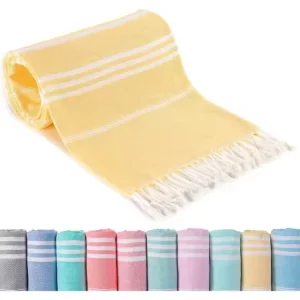 Customizable Large Turkish Cotton Fringed Beach Towels Perfect for Summer Beach and Pool Trips