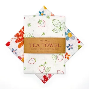 Customizable Linen Tea Towel with Digital Print and Private Label Options for Kitchen Branding