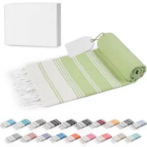 Customizable Logo Summer Turkish Wide Striped Beach Towel with Tassels Polyester Cotton Material for Beach & Bath Use