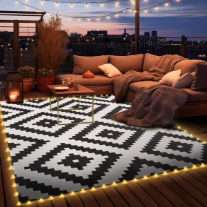 Customizable Luminous Outdoor Waterproof Rug Carpet for Backyard Garden Deck Balcony Picnic Beach Trailer RV Pation