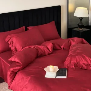 Customizable Luxury 50S 100% Cotton Satin Bedding Set Soft Breathable 4 Piece Duvet Cover Set for Wedding Home Hotel