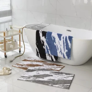 Customizable Marble Pattern Microfiber Bath Mat for Bathroom Shower Machine Washable Soft Sunbathing Carpet