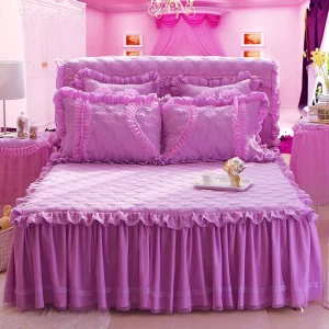 Customizable OEM Bed Skirt Set Polyester Blend Modern Bedding Collection Full Queen Size for Home Use