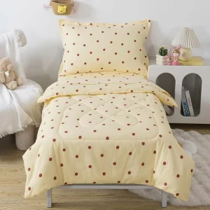 Customizable Organic Cotton Children’s Bedding Set Skin-Friendly Polka Dot Kids Duvet Cover Set Gift for Toddlers