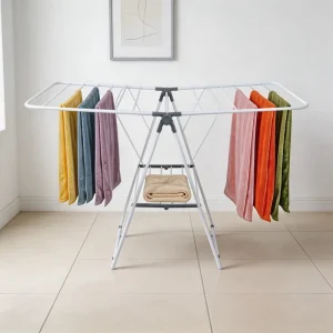 Customizable Portable Foldable Clothes Drying Rack Floor Standing Large Capacity Clothes Hanger Winged Metal Laundry Dryer Rack