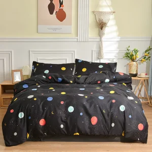 Customizable Queen 3PCS Bedding Set Skin Friendly Sweat Wicking Pillowcase Brushed Printed Polyester Duvet Cover for Home