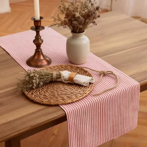Customizable Size Color Retro Soft Washable Stripe Table Flag Party Restaurant Wedding Desktop Decoration Table Runner