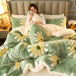 Customizable Size Korean Style Luxury Rose Print Crochet Adult Blanket Raschel Mink Blankets