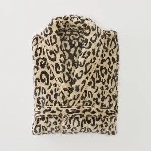 Customizable Women’s Leopard Bathrobe Cotton Ladies’ Long Housecoat for Autumn Plush Soft