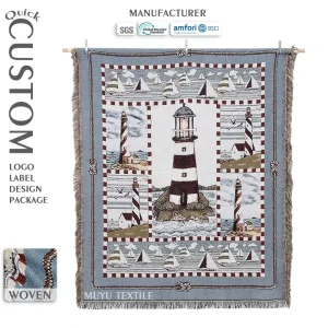 Customizable Woven Jacquard Tapestry Blanket with Floral and Plant Patterns Four Seasons Use European and American Style Gift