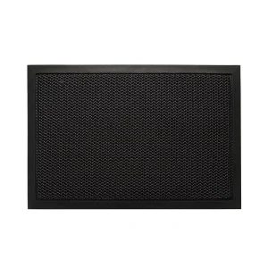 Customizable Woven Polyester Waterproof Thin Square Floor Mat Modern Striped Design Anti slip Elastic PVC coated Door Mat