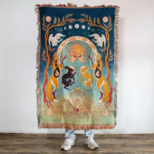 Customization Design Jacquard Cotton Polyester Tapestry Woven Blanket Four Seasons Use Hotel Use Portable Folded