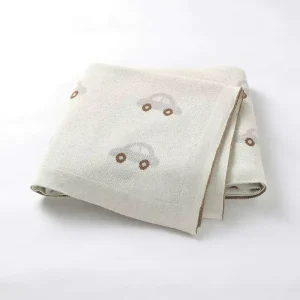 Customize Animal Blanket 100% Cotton Knitted Swaddle Wrap for Baby Throw Car Knit Baby Blanket