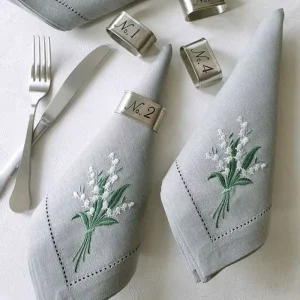 Customize Embroidery Linen Napkins Dinner Table Present Wedding Napkins for Wedding Cloth