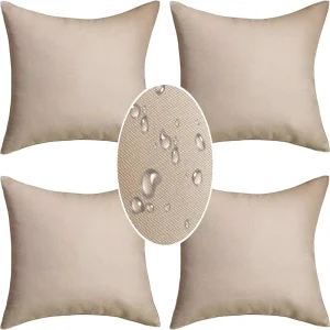 Customize Outdoor Pillow Covers Waterproof Lumbar Throw Pillows Rectangle Beige Pillow Cases