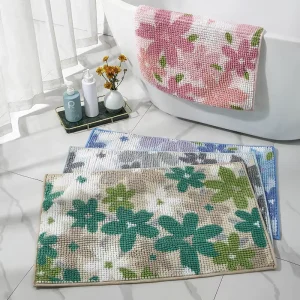 Customize Pattern Bathroom Rugs Chenille Soft Super Absorbent Non slip Backing Bath Mats Machine Washable Bath Rugs