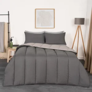 Customized 10.5 Tog Soft 100% Polyester Microfiber Modern Comforter Set Grey Reversible for Hotel Home Use