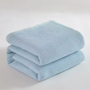Customized 100% Cotton Crocheted Throw Blanket Cozy Solid Color Anti-Dust Mite Lightweight Portable Home Decor Travel