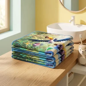 Customized 100% Cotton Cute Cartoon Digital Printed Towel Hand Towel for Home Gift
