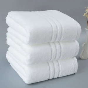 Customized 100% Cotton Hotel White Embroidered Logo Super Soft Quick Dry Eco Friendly 35*75cm Bath Towel