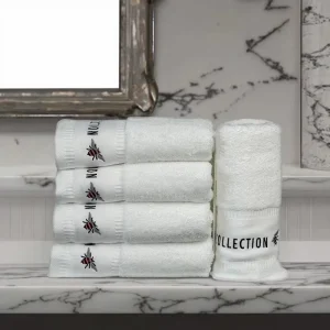 Customized 100% Cotton Hotel White Embroidered logo Super Soft 35*75 Face Towel