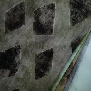 Customized 100% Polyester Breathable GRS Certified Soft Flowy Linen like Rhombus Print Fabric for Girls Women Dresses Skirts