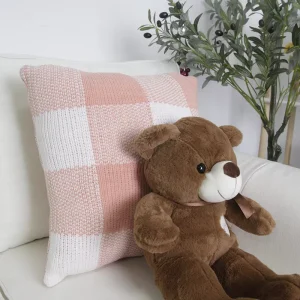 Customized 100% Polyester Checkered Knit Throw Pillow Cushion for Home Decoration