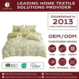 Customized 100% Polyester Fiber Modern Design Cartoon Leaf Print Flame Retardant Home Comforter Set