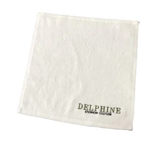 Customized 12*12 White Pure Cotton Terry Face Wash Towels with Embroidered Logo Solid Color Woven Technique