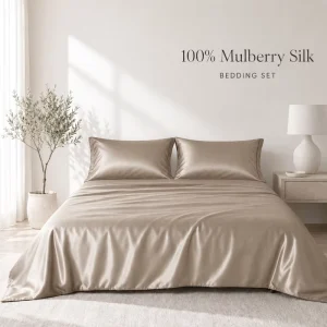 Customized 19 22 25 30 Momme King Size 100% Silk Sheet Set with Sham Pillowcases Bedding Sets