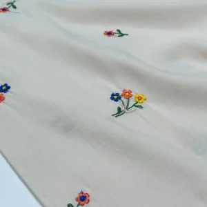 Customized 21s 30s Plain Dyed Woven Viscolinho 100% Viscose Rayon Slub Material Fabric with Embroidery