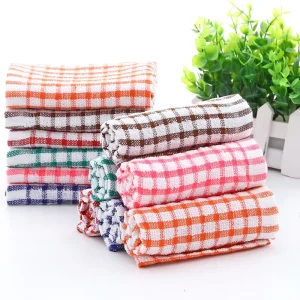 Customized 28*40cm Colorful Terry Waffle Woven Cotton Dish Tea Kitchen Towels Set Ready to Ship Checkered Pattern Cleaning Cloth