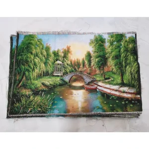 Customized 30*60cm 100% Polyester Jacquard Woven Scenery Tapestry Wall Hanging Elegant Aubusson Design Vintage Pattern Machine