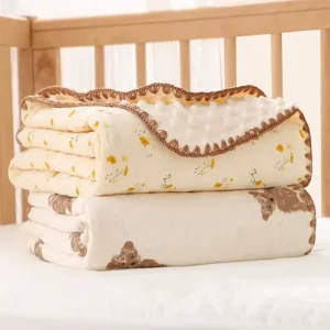 Customized 4 Layers Cotton Baby Muslin Swaddle Blankets Cotton Wrap Muslin Kids Throw Blanket