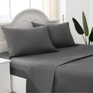 Customized 4pcs Hotel Microfiber Bedding Set Queen Size 300tc Thread Count Solid Colors Polyester Bedsheets